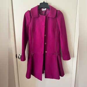 Red Valentino Virgin Wool Coat in Fuchsia Size 0 (38)